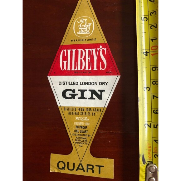Gilbeys Gin Liquor Quart 80 Proof London Limited Vintage Double Sided Label - Picture 2 of 2